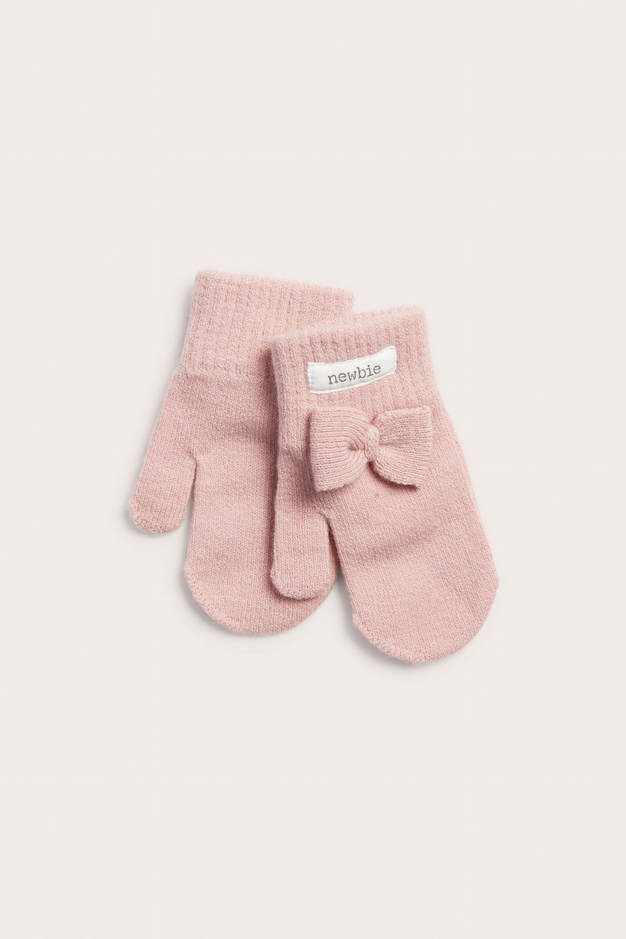 Kids pink mittens with bow