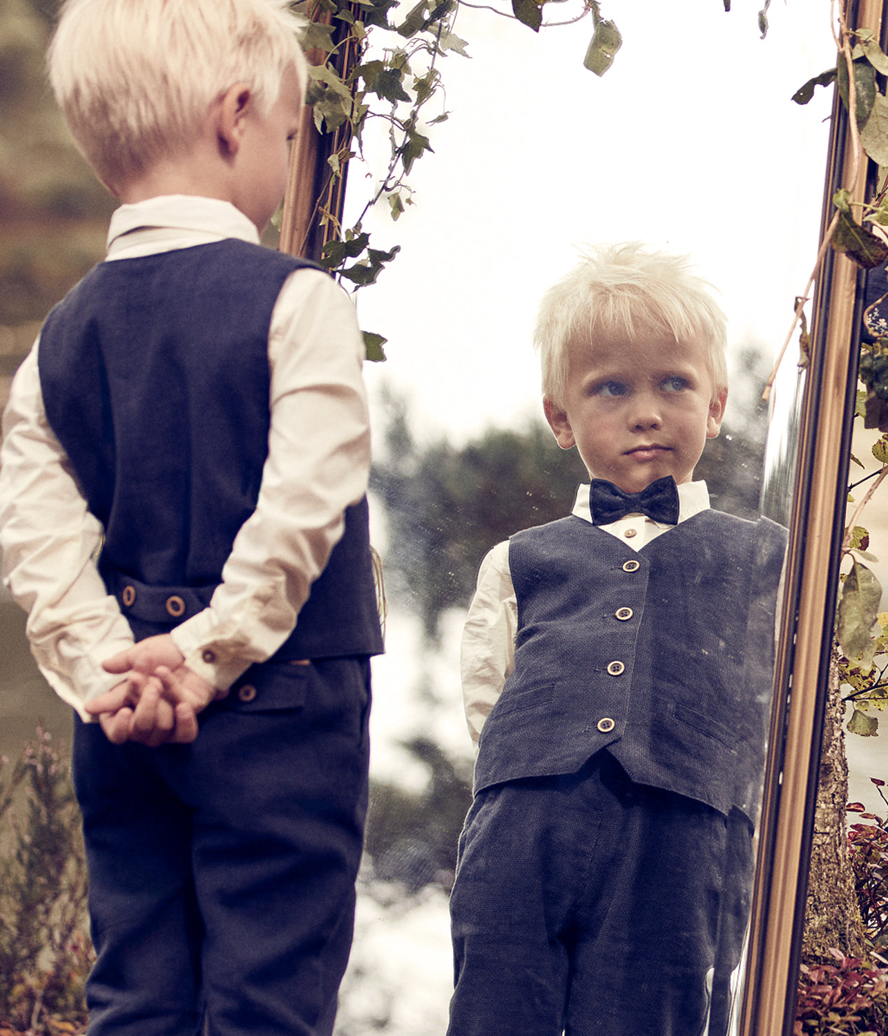 Kids white bow tie shirt