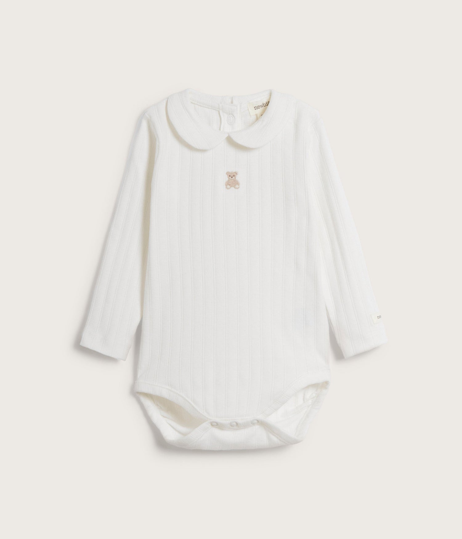 Baby white collar teddy embroidery bodysuit