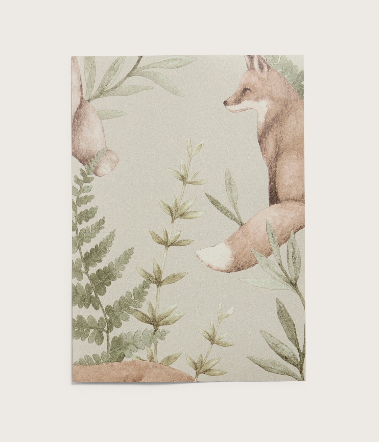 Wild Forest beige fox & bear wallpaper sample