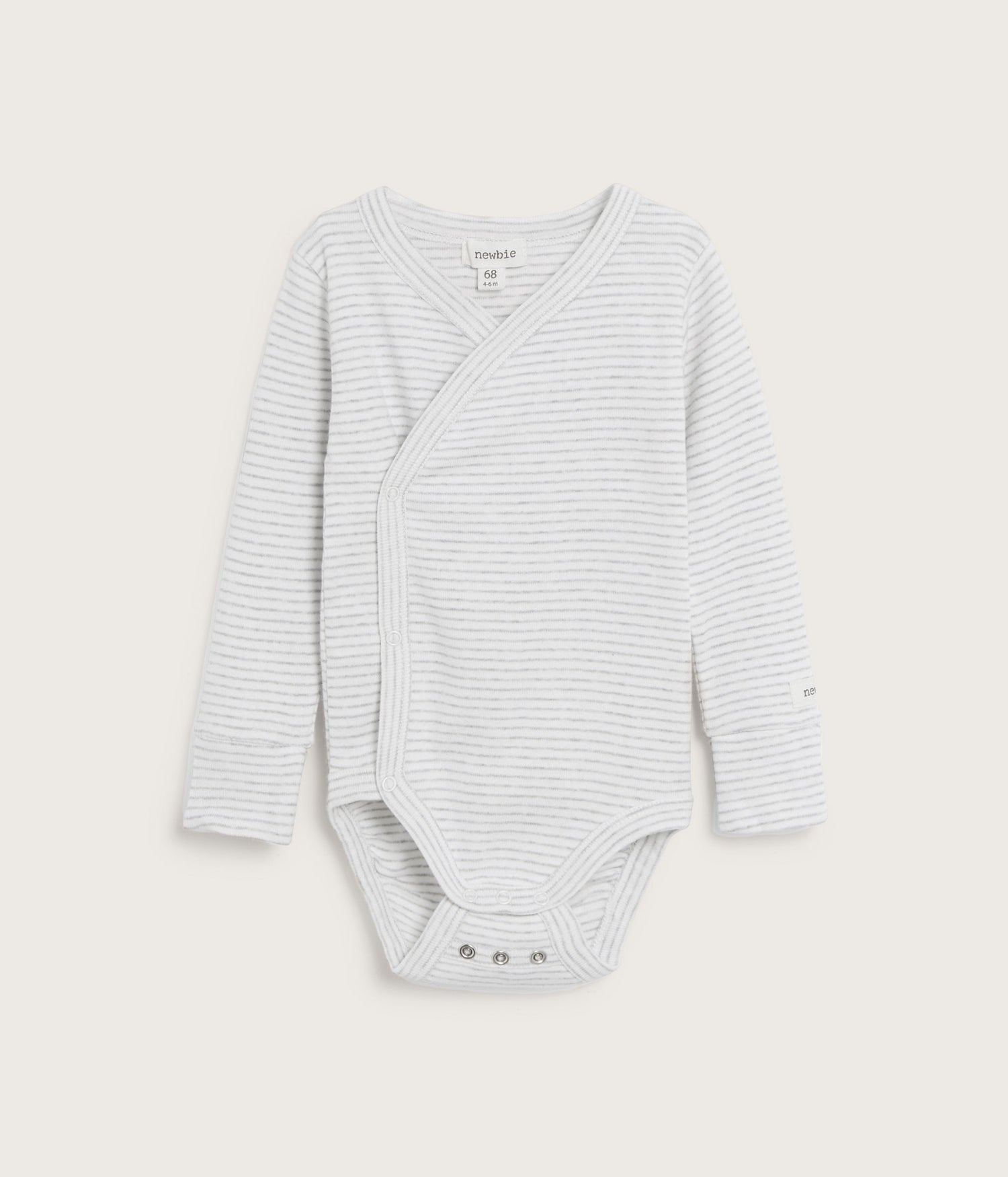 Baby grey striped wrap bodysuit